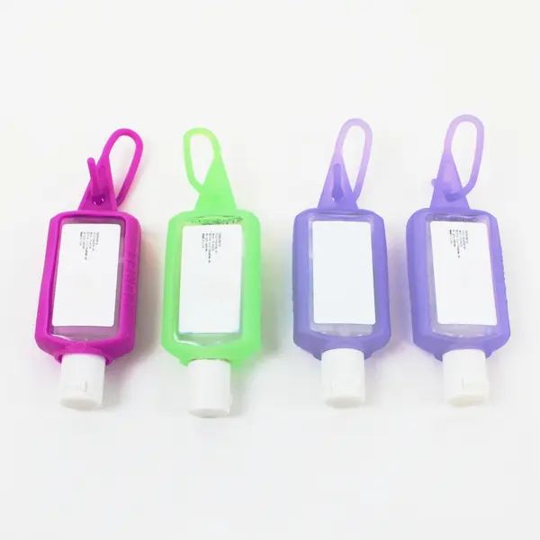 Lot of 7 Plastic Travel-Size Squeeze Bottles Clear and Opaque, 4 Keychains