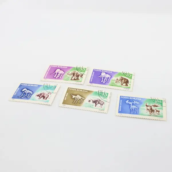 Lot of 5 Romania 1966 Prehistoric Animals Stamps SC #1887-91 Used OG