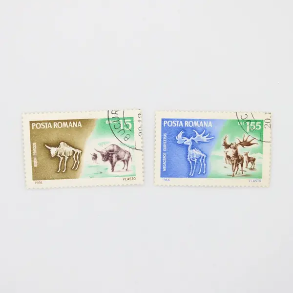 Lot of 5 Romania 1966 Prehistoric Animals Stamps SC #1887-91 Used OG