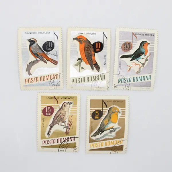 Lot of 5 Romania 1966 Songbirds Used Stamps Scott #1837-38 #1841-42 #1844