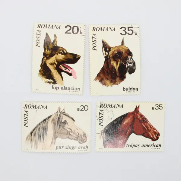 Lot of 4 Used Romanian Horse & Dog Stamps 1970-1971 B20 B35