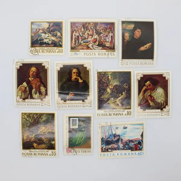 Lot of 10 Romania Famous Paintings Postage Stamps 1968-71 Used