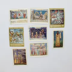 Lot of 8 Romania Famous Frescoes Postage Stamps 1969-1971 Used