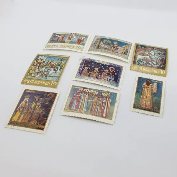 Lot of 8 Romania Famous Frescoes Postage Stamps 1969-1971 Used