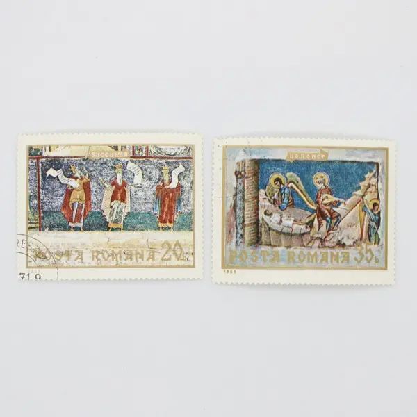 Lot of 8 Romania Famous Frescoes Postage Stamps 1969-1971 Used