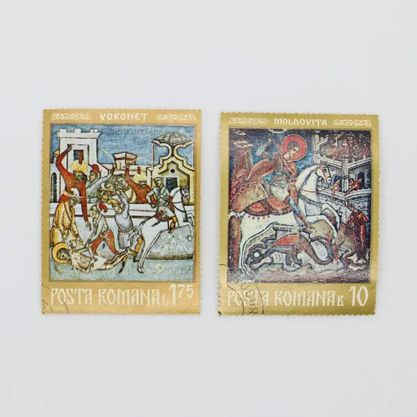 Lot of 8 Romania Famous Frescoes Postage Stamps 1969-1971 Used