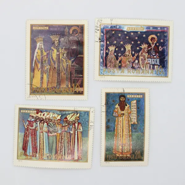 Lot of 8 Romania Famous Frescoes Postage Stamps 1969-1971 Used