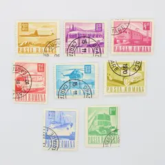 Lot of 8 Romania 1967-68 Transportation Postage Stamps Used