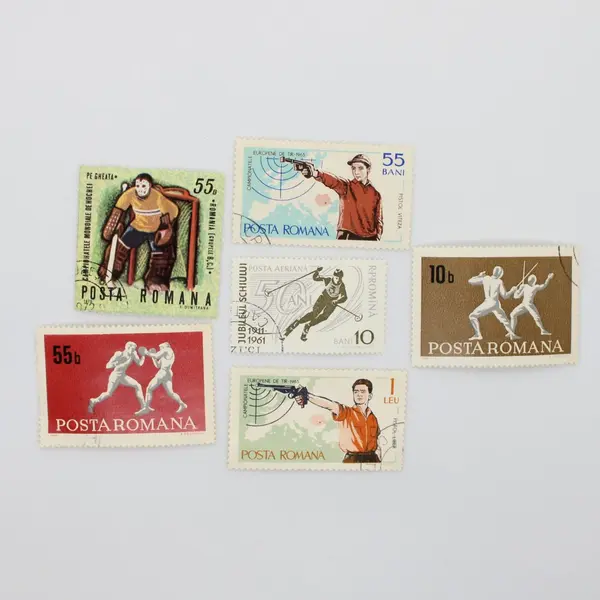 Lot of 6 Used Romania Sports Postage Stamps 1960s 1970s