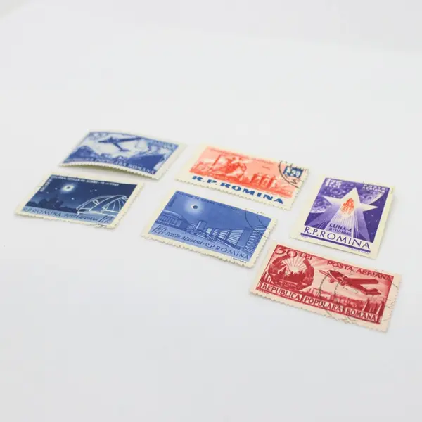 Lot of 6 Used Romania Airmail Postage Stamps 1950s-1960s