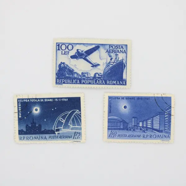 Lot of 6 Used Romania Airmail Postage Stamps 1950s-1960s