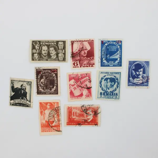 Lot of 10 Romania Used Commemorative Postage Stamps 1940s-1950s