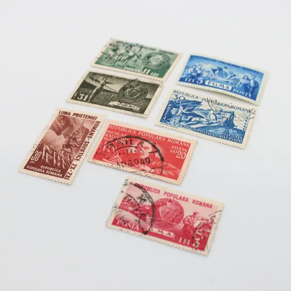 Lot of 7 Used Romania Commemorative Postage Stamps 1940s-1950s