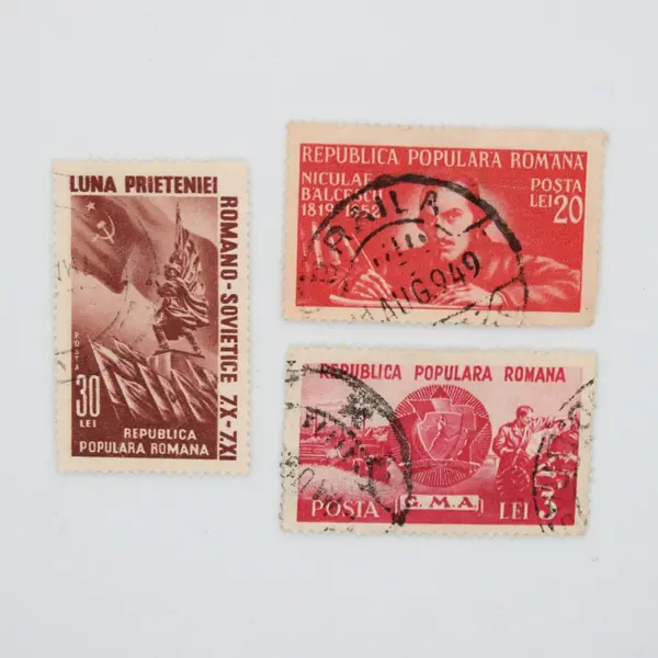 Lot of 7 Used Romania Commemorative Postage Stamps 1940s-1950s
