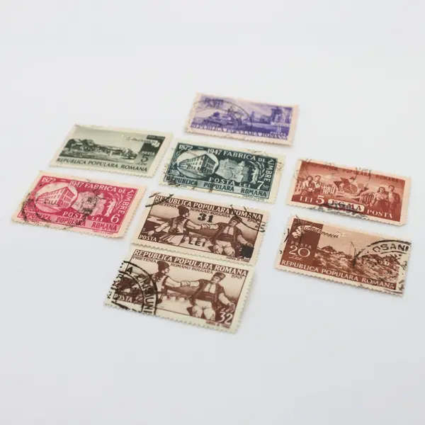 Lot of 8 Romania Used Commemorative Postage Stamps 1940s 1950s