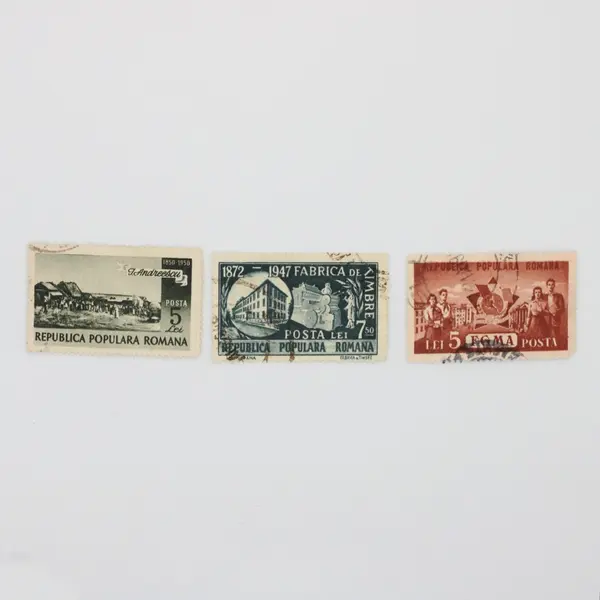 Lot of 8 Romania Used Commemorative Postage Stamps 1940s 1950s