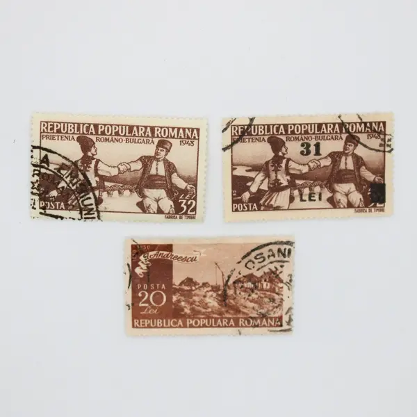 Lot of 8 Romania Used Commemorative Postage Stamps 1940s 1950s