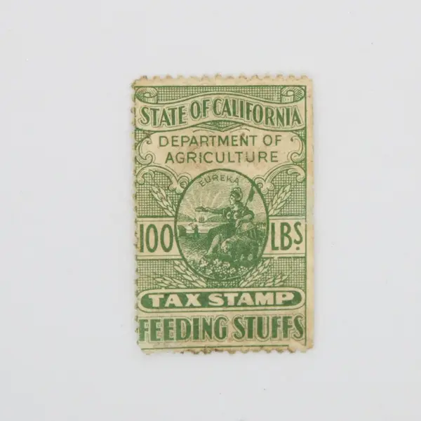 State of California Agriculture Feeding Stuffs 100 Lbs Tax Stamp 