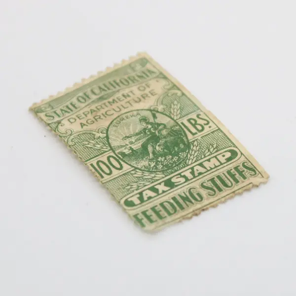 State of California Agriculture Feeding Stuffs 100 Lbs Tax Stamp 
