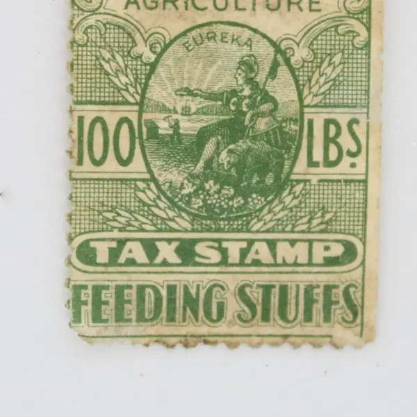 State of California Agriculture Feeding Stuffs 100 Lbs Tax Stamp 