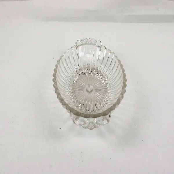 Vintage Clear Pressed Glass Oval Relish Candy Dish Spiral Handles