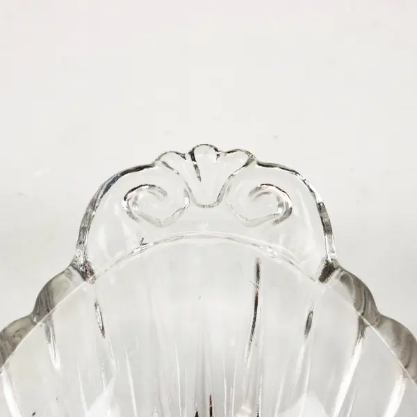 Vintage Clear Pressed Glass Oval Relish Candy Dish Spiral Handles