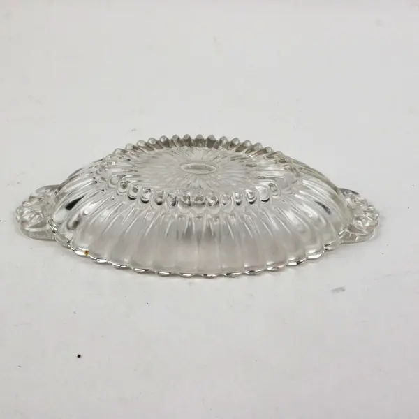 Vintage Clear Pressed Glass Oval Relish Candy Dish Spiral Handles