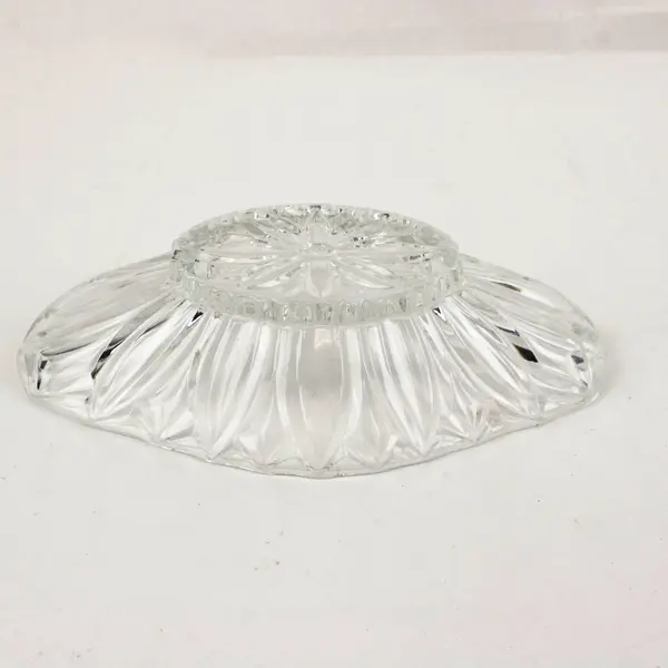 Vintage Clear Pressed Glass Dish Starburst Pattern Scalloped Edge 10in