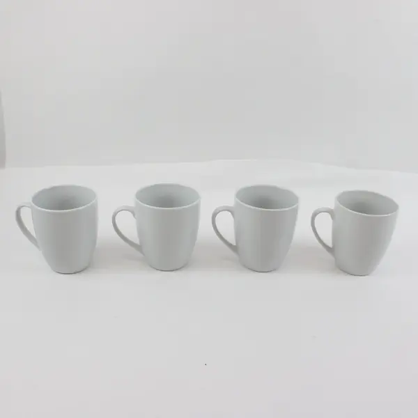 Set of 4 Glossy White Ceramic Coffee Mugs