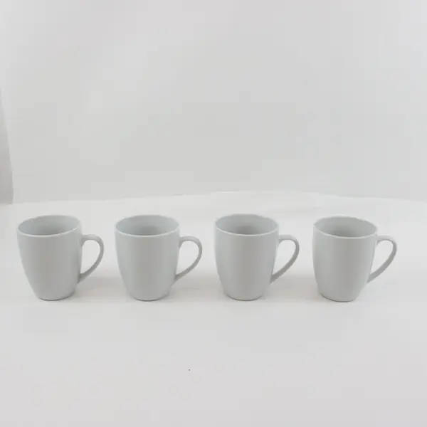 Set of 4 Glossy White Ceramic Coffee Mugs