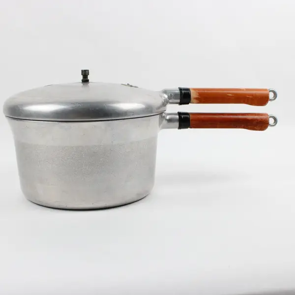 Vintage Presto Model 40 4 Qt Aluminum Pressure Cooker Wood Handles Missing Vent