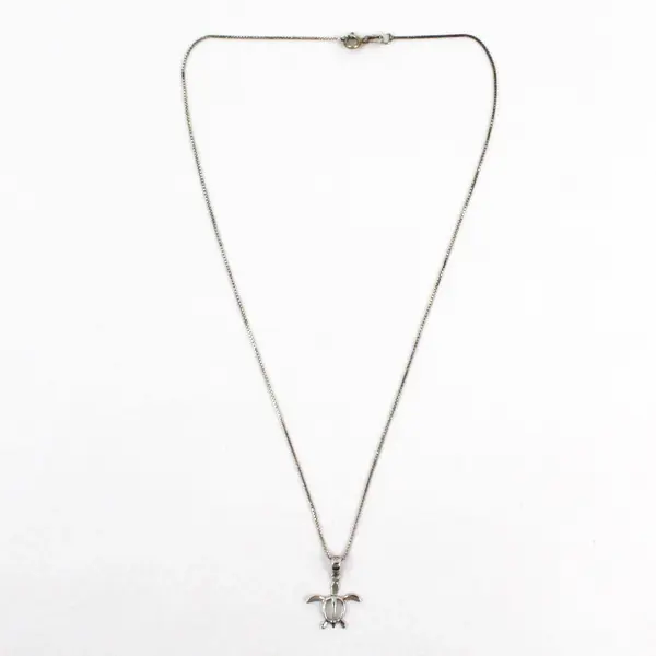 925 Sterling Silver Sea Turtle Pendant Necklace 18 in Openwork Charm
