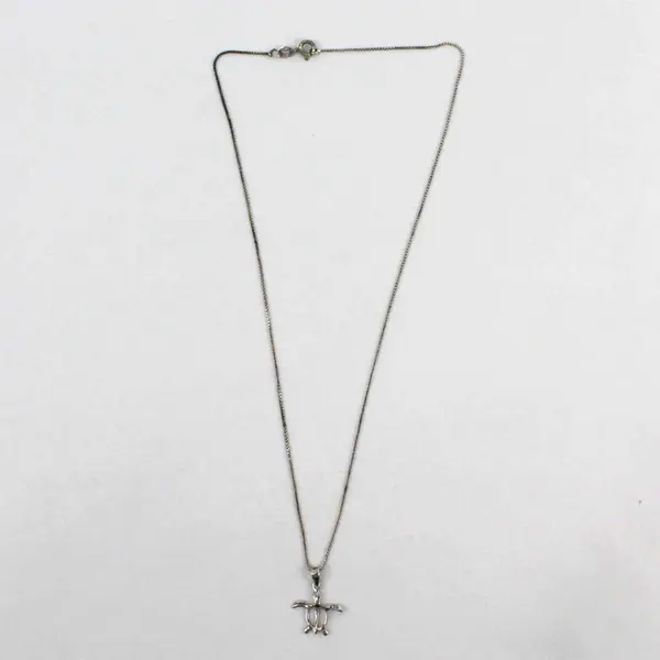 925 Sterling Silver Sea Turtle Pendant Necklace 18 in Openwork Charm