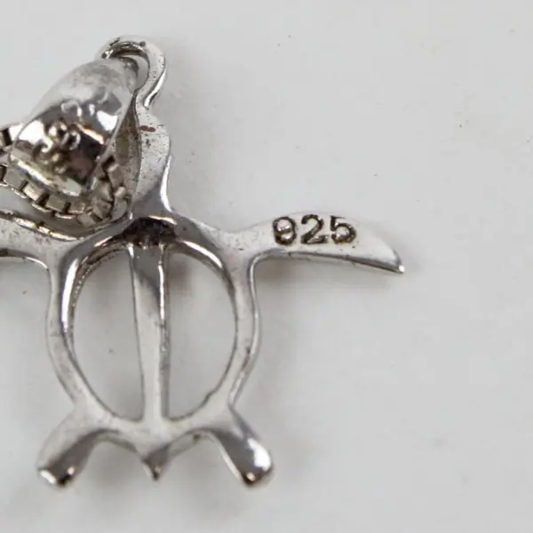 925 Sterling Silver Sea Turtle Pendant Necklace 18 in Openwork Charm