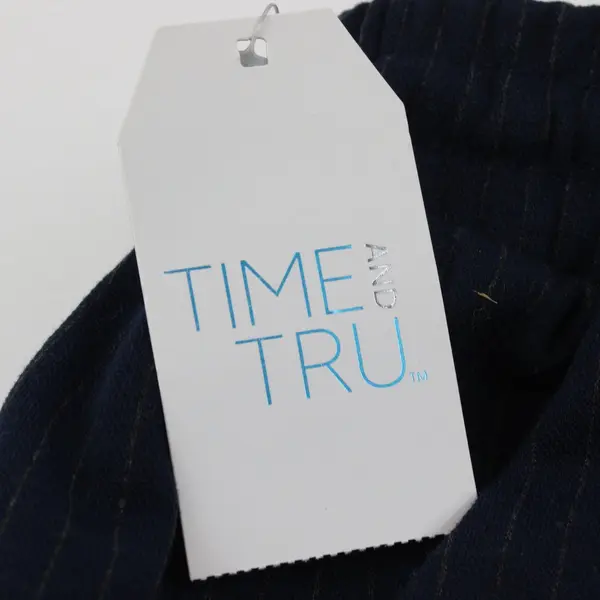 Time & Tru Women's Slim Commuter Pant XL 16-18 Navy Pinstripe NWT