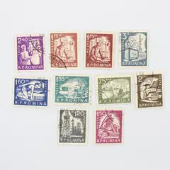 Lot of 10 Romania 1960s Development Industrial Postage Stamps Used