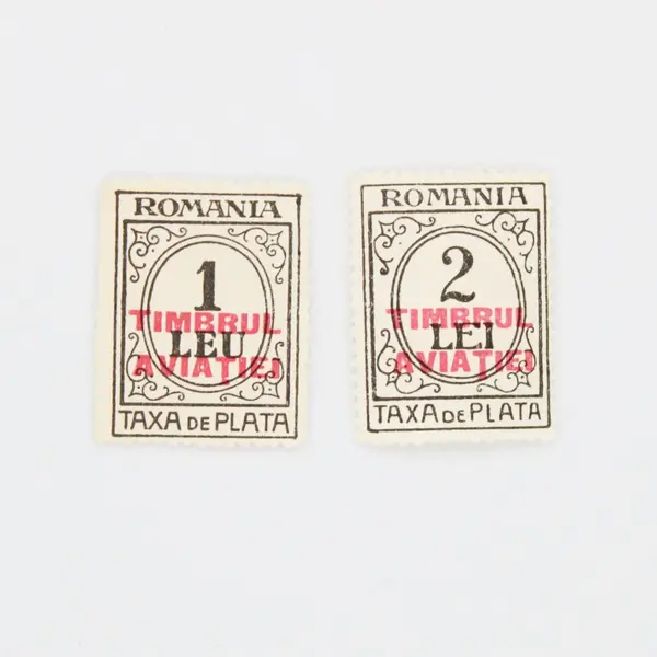 2 Romania 1931 Taxa de Plata Postal Tax Stamps 1 Leu & 2 Lei