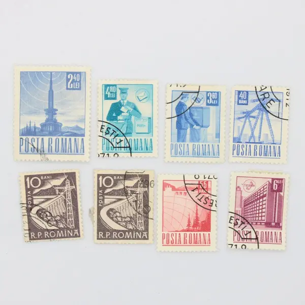 Lot of 8 Romania 1960s Infrastructure Stamps Used