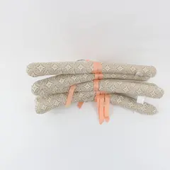 Set of 5 Beige Cotton Padded Clothes Hangers