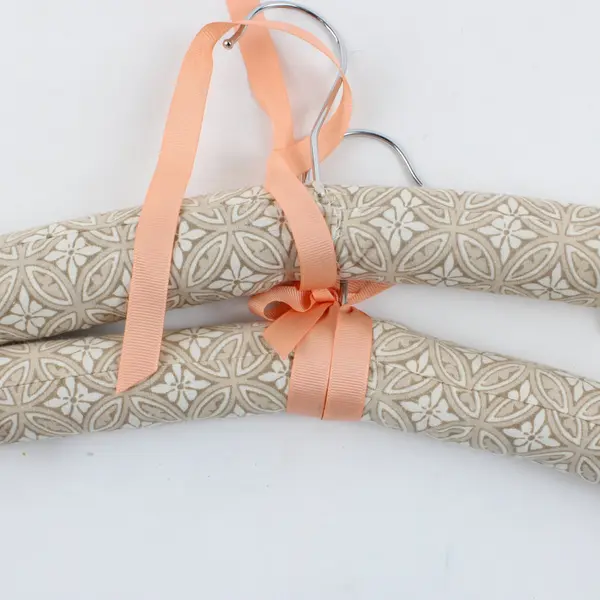 Set of 5 Beige Cotton Padded Clothes Hangers