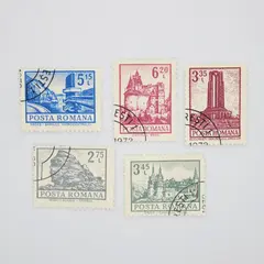 Lot Of 5 Romania 1970s Architecture Postage Stamps Used