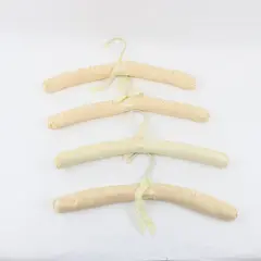 Lot of 4 Vintage Cream Satin Padded Clothes Hangers