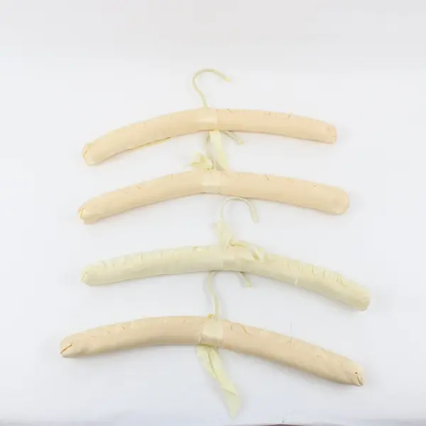 Lot of 4 Vintage Cream Satin Padded Clothes Hangers