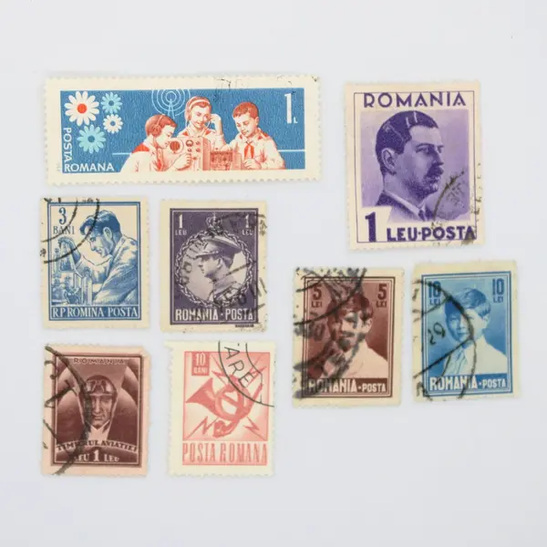 Lot of 8 Used Romanian Postage Stamps 1930s–1960s