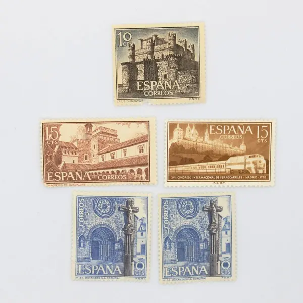 Lot of 5 Spain Architecture Stamps 1950s-1960s Mint Hinged