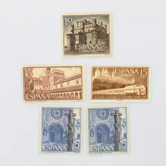 Lot of 5 Spain Architecture Stamps 1950s-1960s Mint Hinged