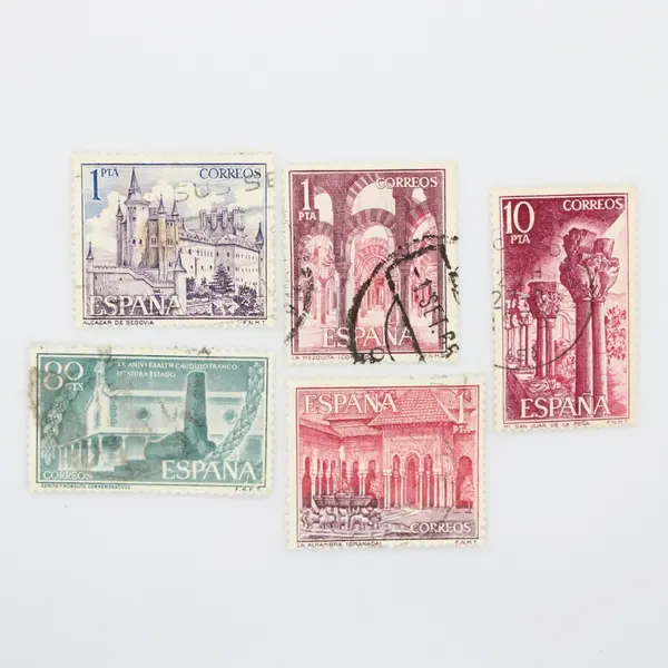 Lot of 5 Spain Architecture Stamps 1950s-1960s Used