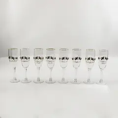 Rawcliffe Set of 8 Wedding Party Champagne Flutes Pewter Doves Gold Accents