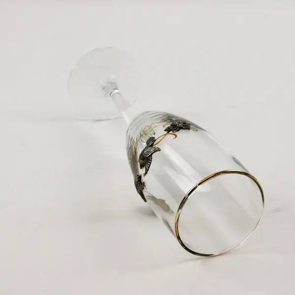 Rawcliffe Set of 8 Wedding Party Champagne Flutes Pewter Doves Gold Accents