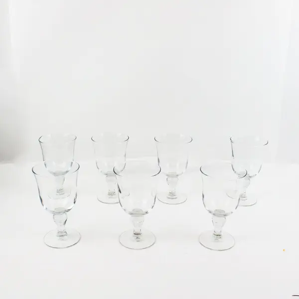 Set Of 7 VTG Libbey Martello Clear Water Goblets Clear Stemware 